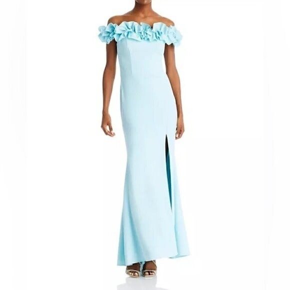 AQUA Ruffled Off The Shoulder Formal Dress, gown evening dress size 8 - Picture 3 of 10